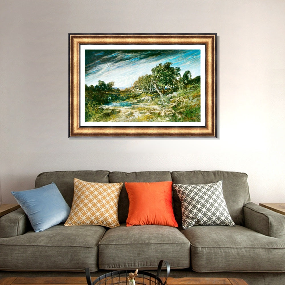 INVIN ART Framed Canvas Art Giclee Print The Gust of Wind, c. 1865 by Gustave Courbet Wall Art