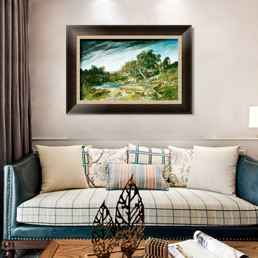 INVIN ART Framed Canvas Art Giclee Print The Gust of Wind, c. 1865 by Gustave Courbet Wall Art