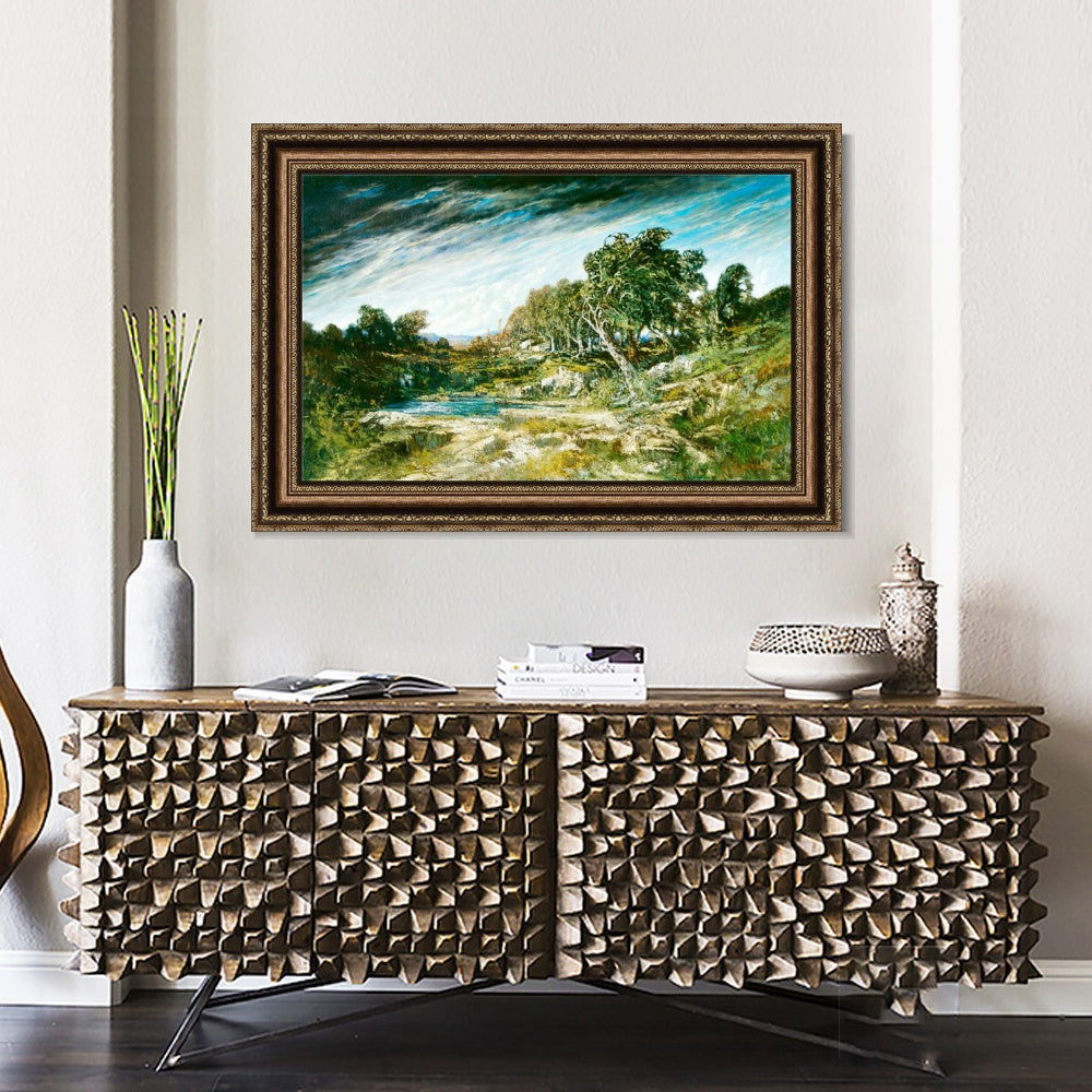 INVIN ART Framed Canvas Art Giclee Print The Gust of Wind, c. 1865 by Gustave Courbet Wall Art