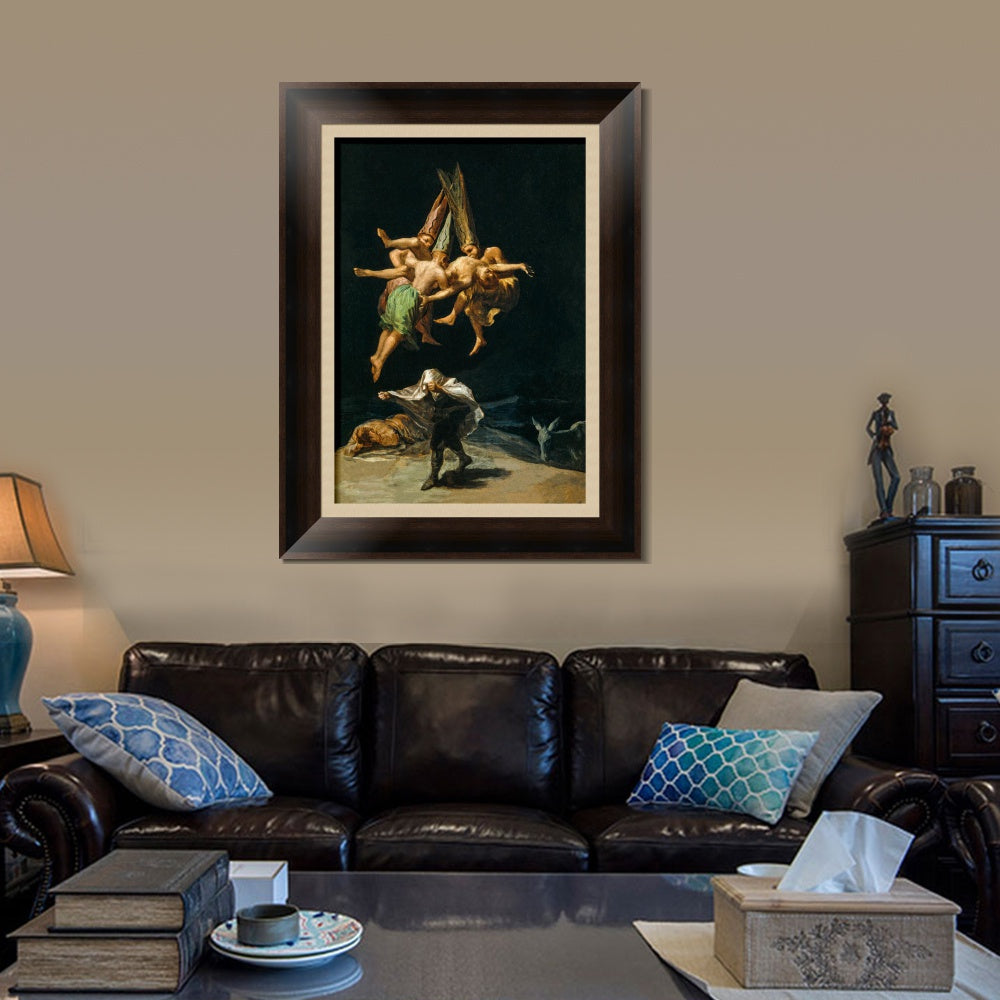 INVIN ART Framed Canvas Art Giclee Print The Witches Flight 1798 by Francisco De Goya Wall Art
