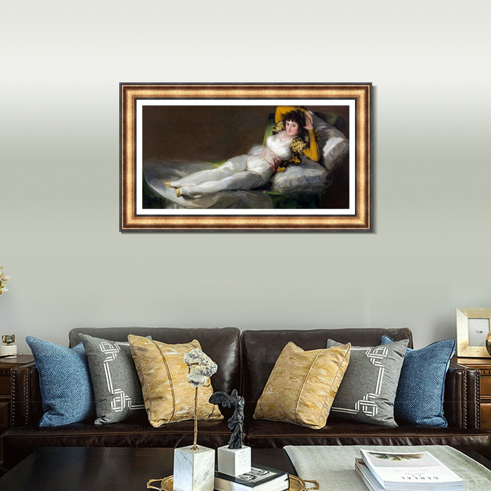 INVIN ART Framed Canvas Art Giclee Print Maja Ubrana by Francisco De Goya Wall Art