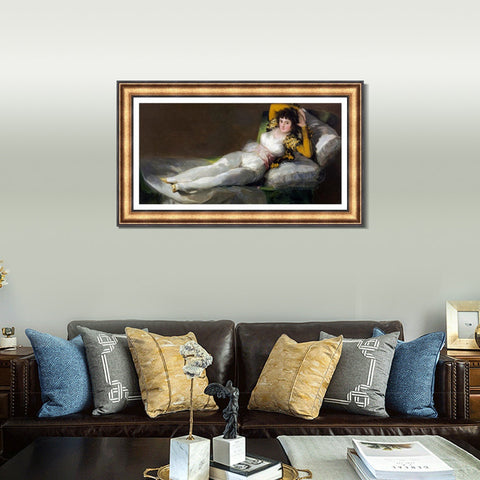 INVIN ART Framed Canvas Art Giclee Print Maja Ubrana by Francisco De Goya Wall Art Living Room Home Office Decorations