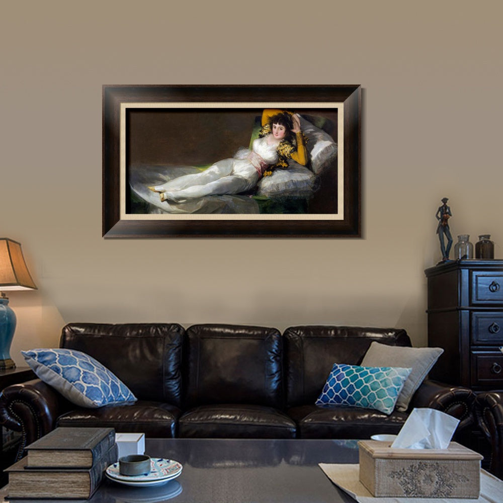 INVIN ART Framed Canvas Art Giclee Print Maja Ubrana by Francisco De Goya Wall Art