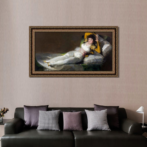INVIN ART Framed Canvas Art Giclee Print Maja Ubrana by Francisco De Goya Wall Art Living Room Home Office Decorations
