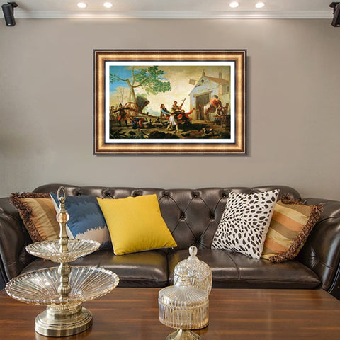 INVIN ART Framed Canvas Art Giclee Print Quarrel in the tavern Venta Nueva (1779) by Francisco De Goya Wall Art Living Room Home Office Decorations