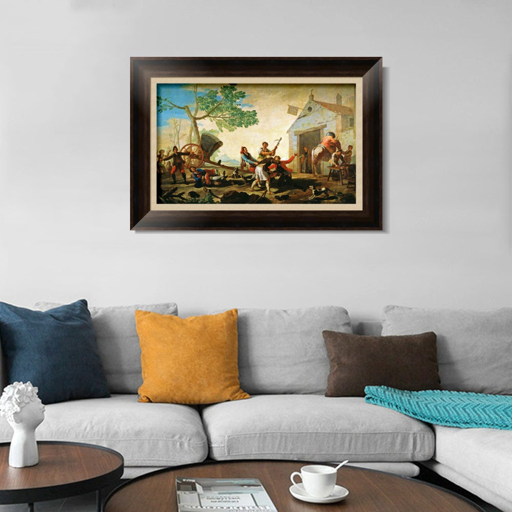 INVIN ART Framed Canvas Art Giclee Print Quarrel in the tavern Venta Nueva (1779) by Francisco De Goya Wall Art