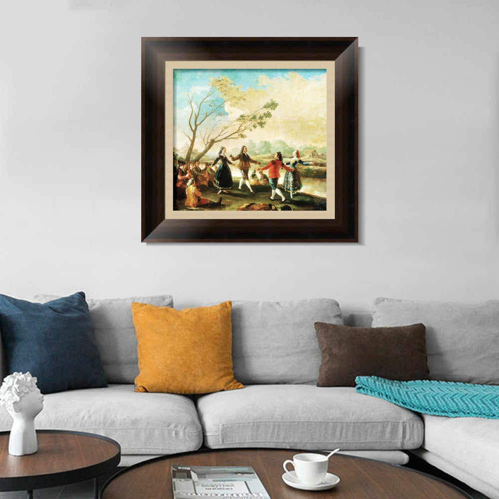 INVIN ART Framed Canvas Art Giclee Print Dance on The Banks of The River Manzanares by Francisco De Goya Wall Art