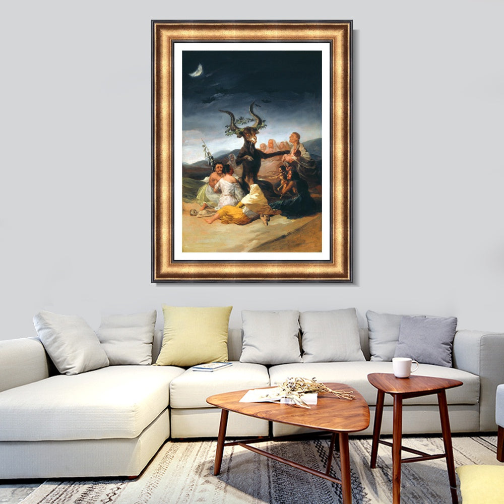 INVIN ART Framed Canvas Art Giclee Print The Sabbath of Witches by Francisco De Goya Wall Art
