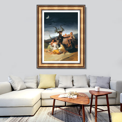 INVIN ART Framed Canvas Art Giclee Print The Sabbath of Witches by Francisco De Goya Wall Art Living Room Home Office Decorations