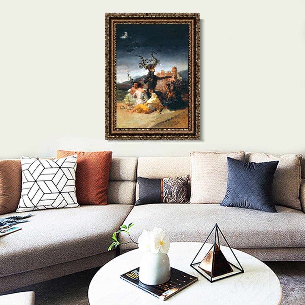 INVIN ART Framed Canvas Art Giclee Print The Sabbath of Witches by Francisco De Goya Wall Art