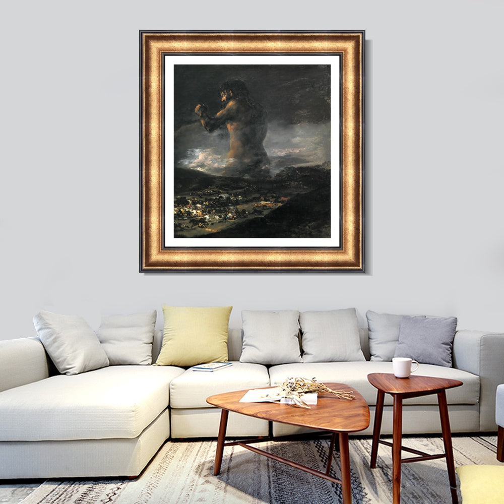 INVIN ART Framed Canvas Art Giclee Print The Colossus 1808 by Francisco De Goya Wall Art