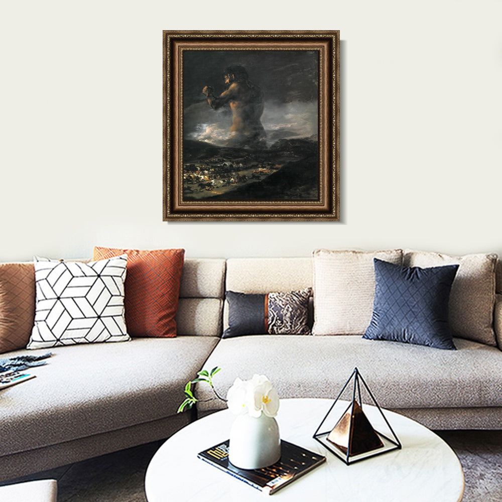 INVIN ART Framed Canvas Art Giclee Print The Colossus 1808 by Francisco De Goya Wall Art