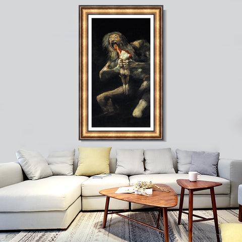 INVIN ART Framed Canvas Art Giclee Print Saturn Devouring His Son 1823 by Francisco De Goya Wall Art Living Room Home Office Decorations