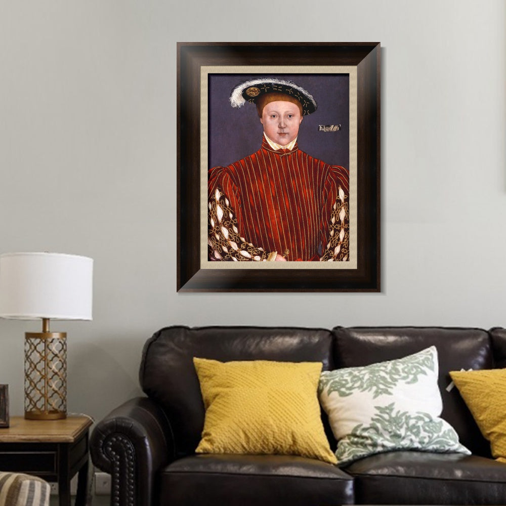 INVIN ART Framed Canvas Art Giclee Print Portrait Of Edward,Prince Of Wales,Later King Edward VI by Hans Holbein the Younger Wall Art