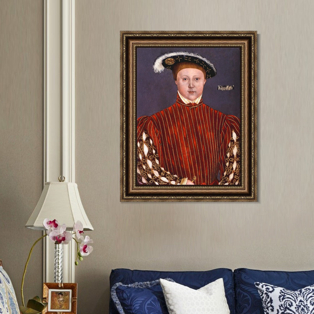 INVIN ART Framed Canvas Art Giclee Print Portrait Of Edward,Prince Of Wales,Later King Edward VI by Hans Holbein the Younger Wall Art