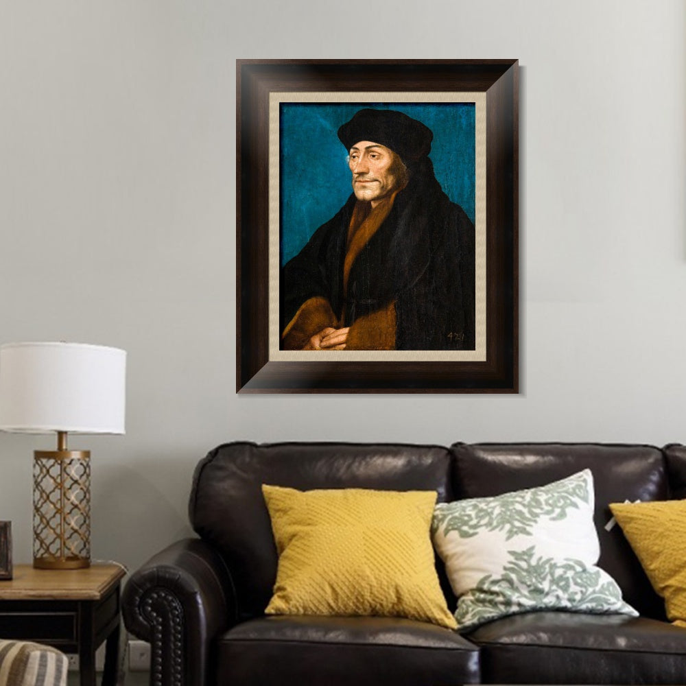 INVIN ART Framed Canvas Art Giclee Print Portrait of Erasmus of Rotterdam by Hans Holbein the Younger Wall Art