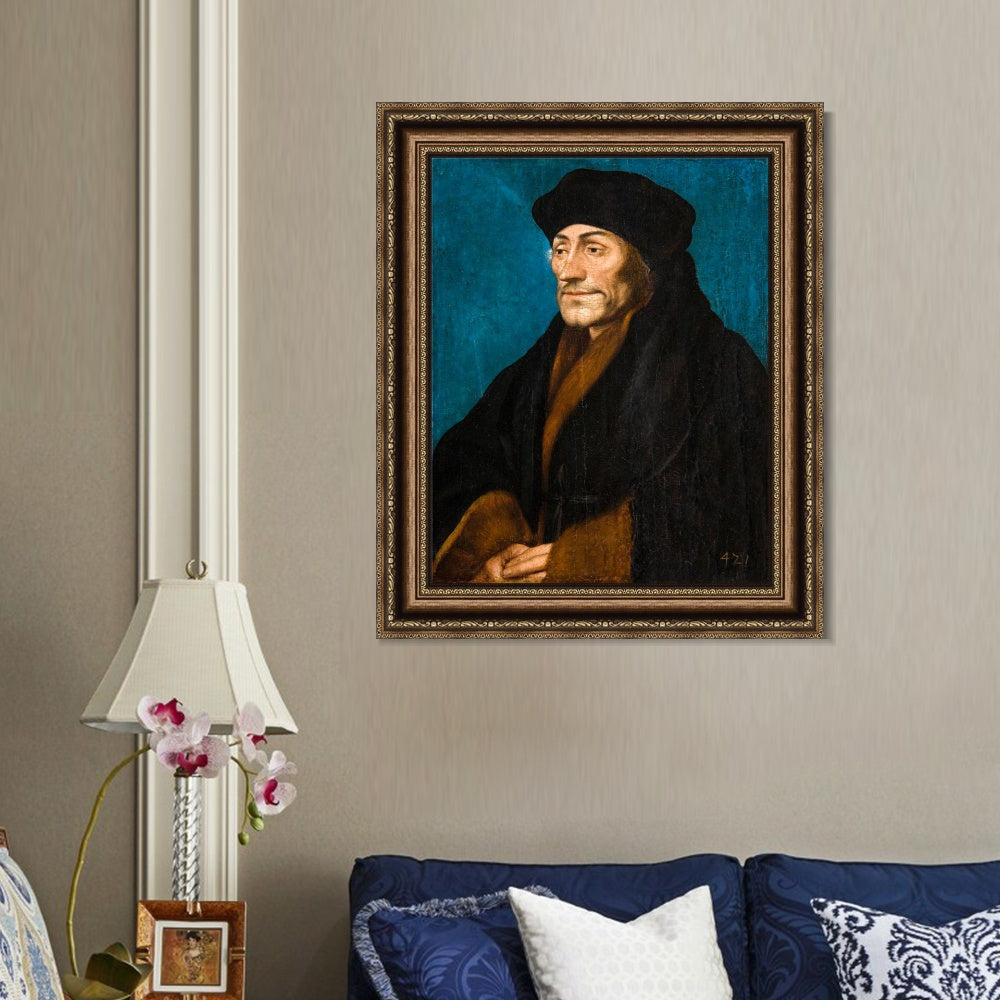 INVIN ART Framed Canvas Art Giclee Print Portrait of Erasmus of Rotterdam by Hans Holbein the Younger Wall Art