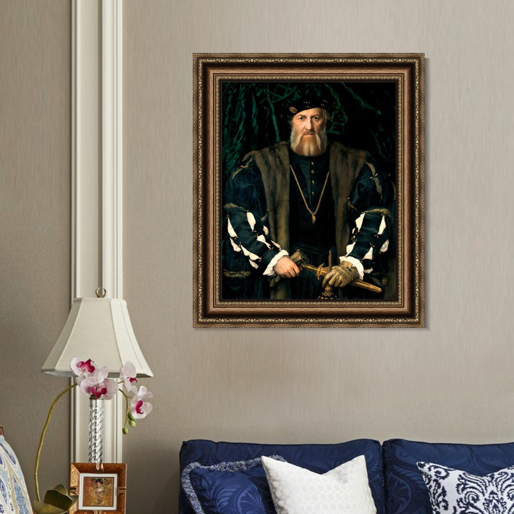 INVIN ART Framed Canvas Art Giclee Print Portrait of Charles De Solier, Lord of Morette by Hans Holbein the Younger