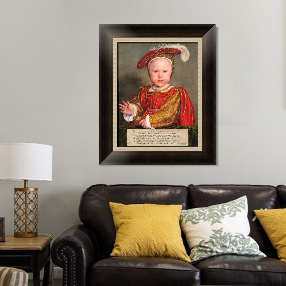 INVIN ART Framed Canvas Art Giclee Print Portrait of Edward VI as a Child by Hans Holbein the Younger Wall Art