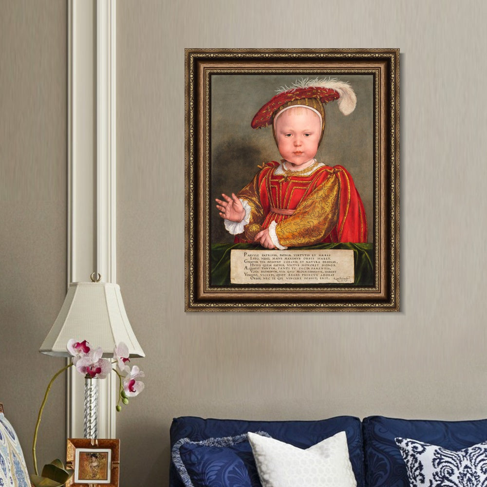 INVIN ART Framed Canvas Art Giclee Print Portrait of Edward VI as a Child by Hans Holbein the Younger Wall Art