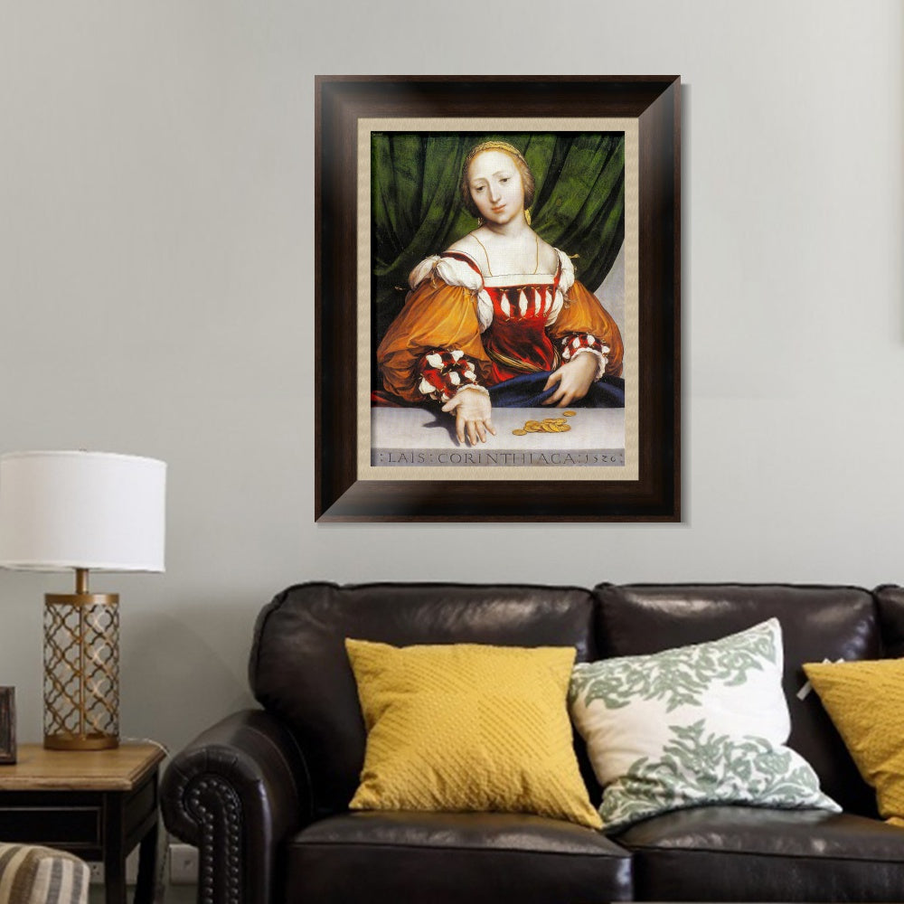 INVIN ART Framed Canvas Art Giclee Print Lais of Corinth by Hans Holbein the Younger Wall Art