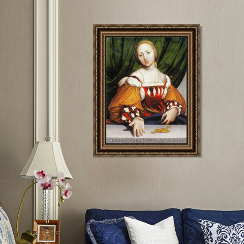 INVIN ART Framed Canvas Art Giclee Print Lais of Corinth by Hans Holbein the Younger Wall Art Living Room Home Office Decorations