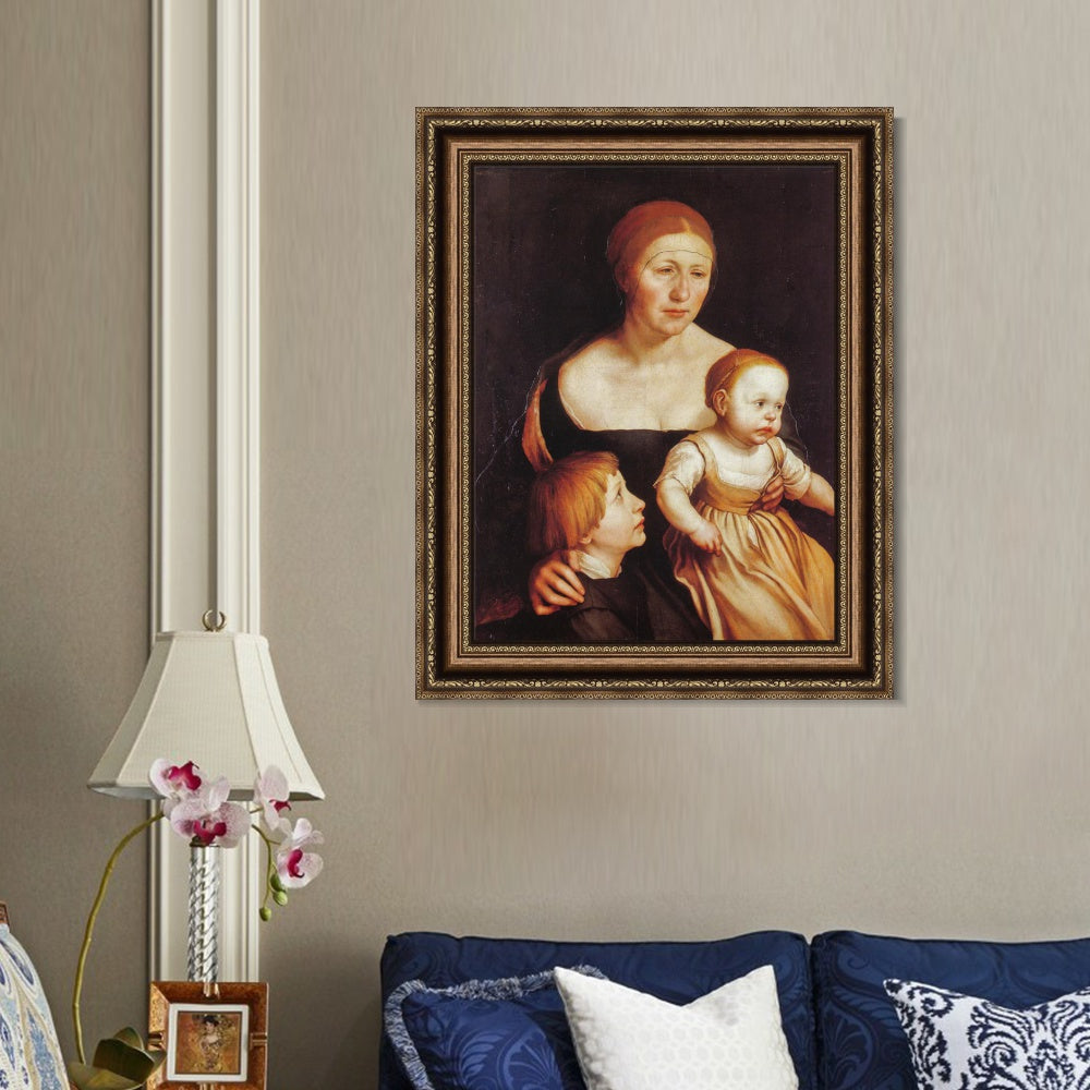 INVIN ART Framed Canvas Art Giclee Print the Artists Family by Hans Holbein the Younger Wall Art