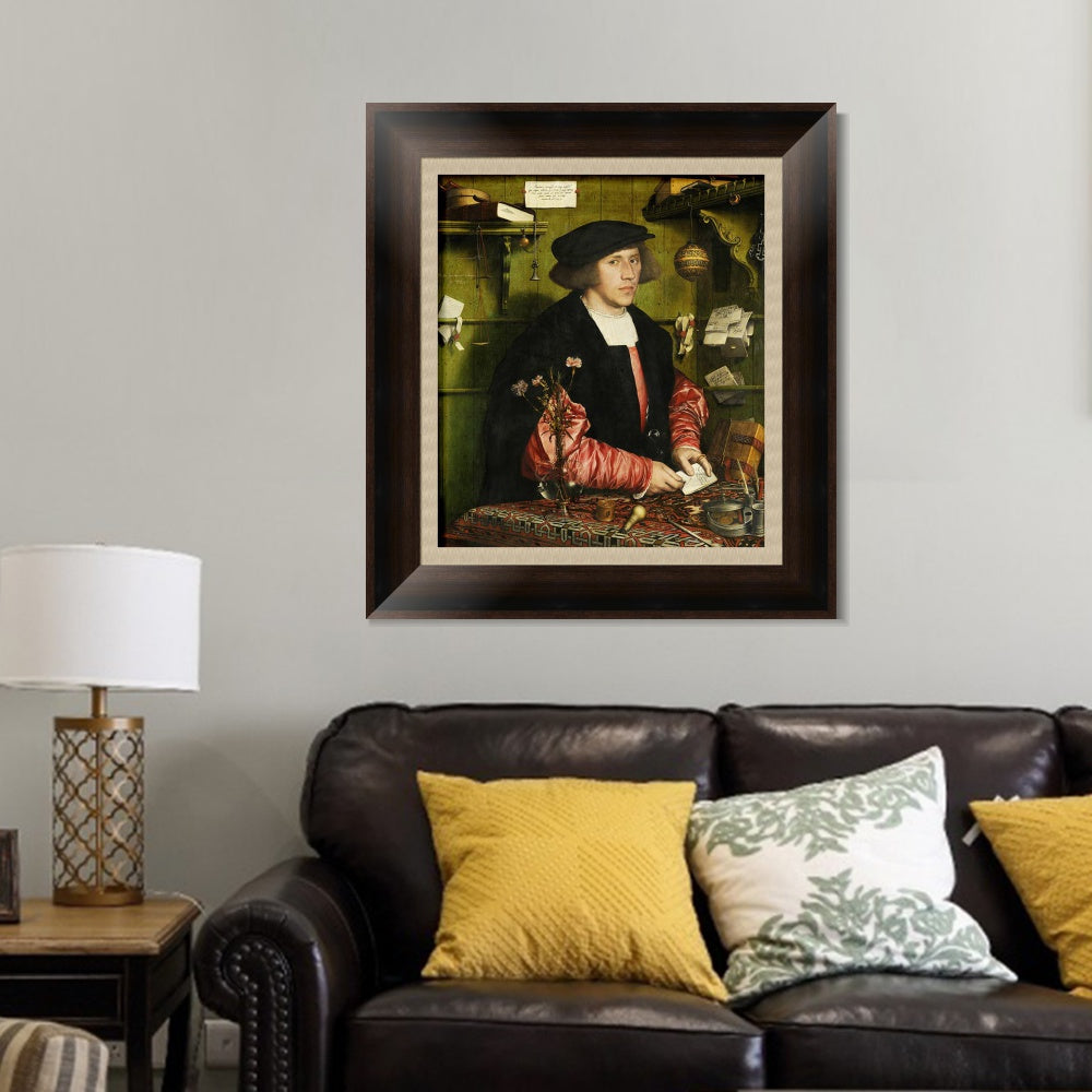 INVIN ART Framed Canvas Art Giclee Print Portrait of the Merchant Georg Gisze by Hans Holbein the Younger Wall Art