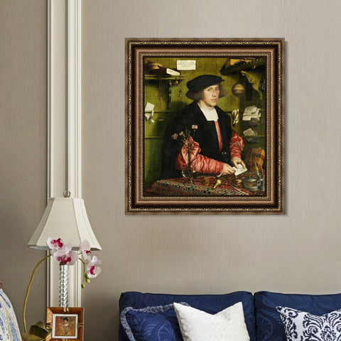 INVIN ART Framed Canvas Art Giclee Print Portrait of the Merchant Georg Gisze by Hans Holbein the Younger Wall Art Living Room Home Office Decorations