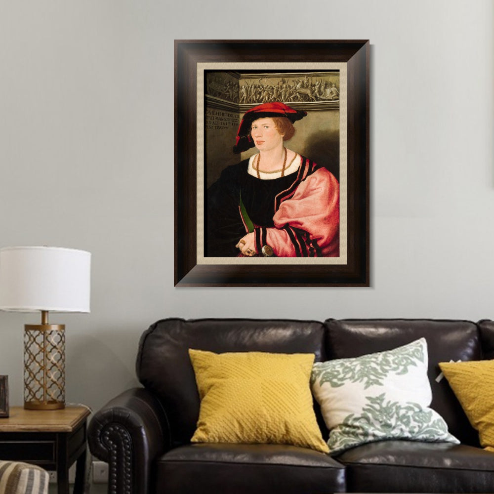 INVIN ART Framed Canvas Art Giclee Print Portrait of Benedikt von Hertenstein by Hans Holbein the Younger Wall Art