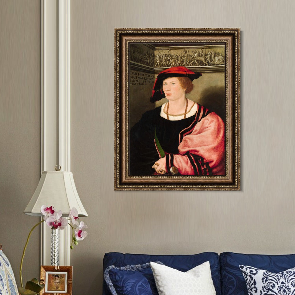 INVIN ART Framed Canvas Art Giclee Print Portrait of Benedikt von Hertenstein by Hans Holbein the Younger Wall Art