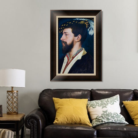 INVIN ART Framed Canvas Art Giclee Print PORTRAIT OF THE ENGLISH ADLIGEN SIR NICHOLAS POYNTZ by Hans Holbein the Younger Wall Art Living Room Home Office Decorations