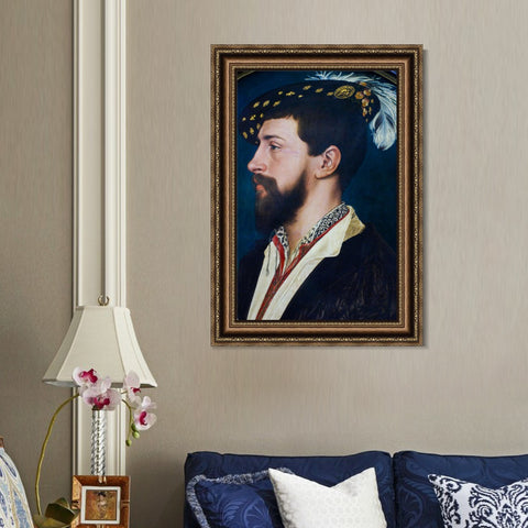 INVIN ART Framed Canvas Art Giclee Print PORTRAIT OF THE ENGLISH ADLIGEN SIR NICHOLAS POYNTZ by Hans Holbein the Younger Wall Art Living Room Home Office Decorations