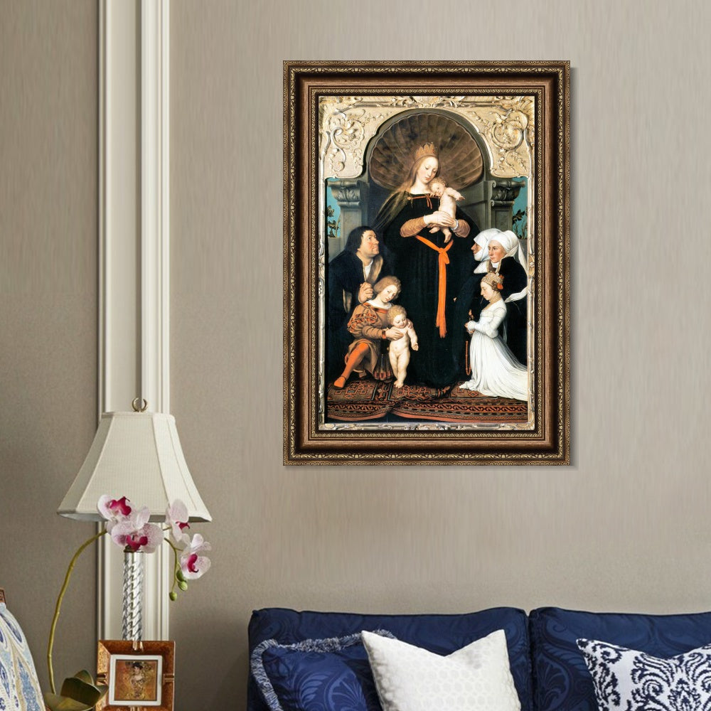 INVIN ART Framed Canvas Art Giclee Print Darmstadt Madonna by Hans Holbein the Younger Wall Art