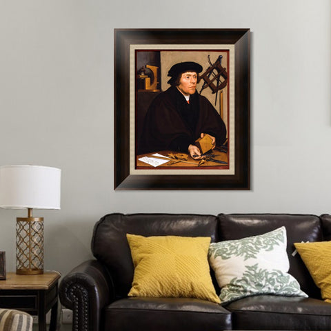 INVIN ART Framed Canvas Art Giclee Print Portrait of Nikolaus Kratzer by Hans Holbein the Younger Wall Art Living Room Home Office Decorations