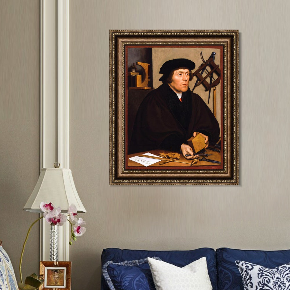 INVIN ART Framed Canvas Art Giclee Print Portrait of Nikolaus Kratzer by Hans Holbein the Younger Wall Art