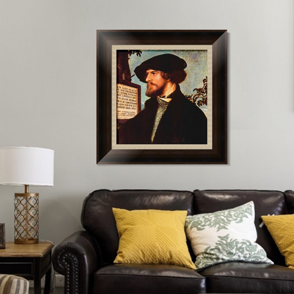 INVIN ART Framed Canvas Art Giclee Print Portrait of Bonifacius Amerbach by Hans Holbein the Younger Wall Art