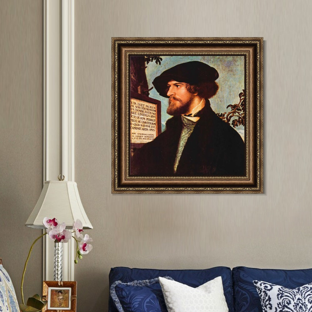 INVIN ART Framed Canvas Art Giclee Print Portrait of Bonifacius Amerbach by Hans Holbein the Younger Wall Art