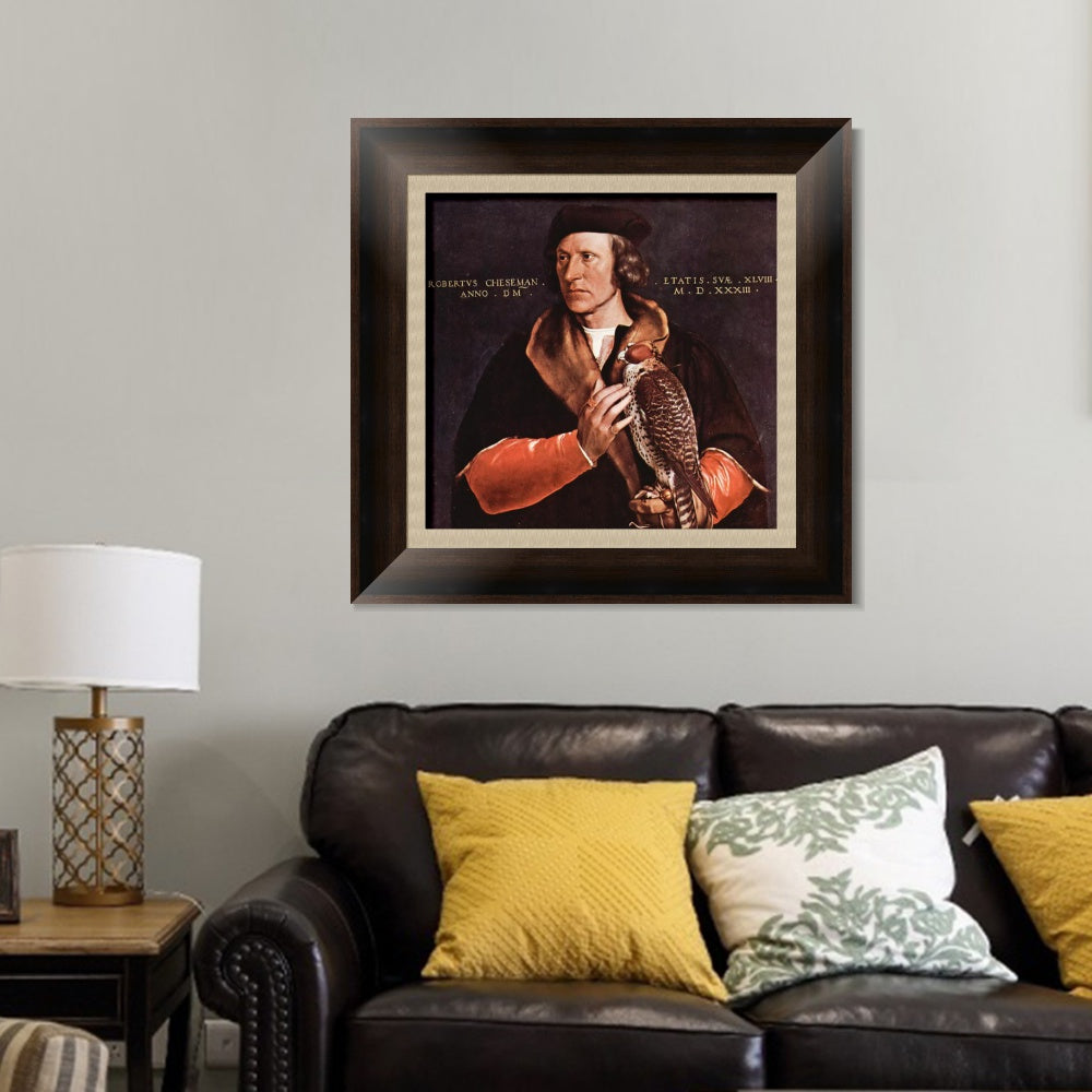 INVIN ART Framed Canvas Art Giclee Print Portrait of Robert Cheseman by Hans Holbein the Younger Wall Art