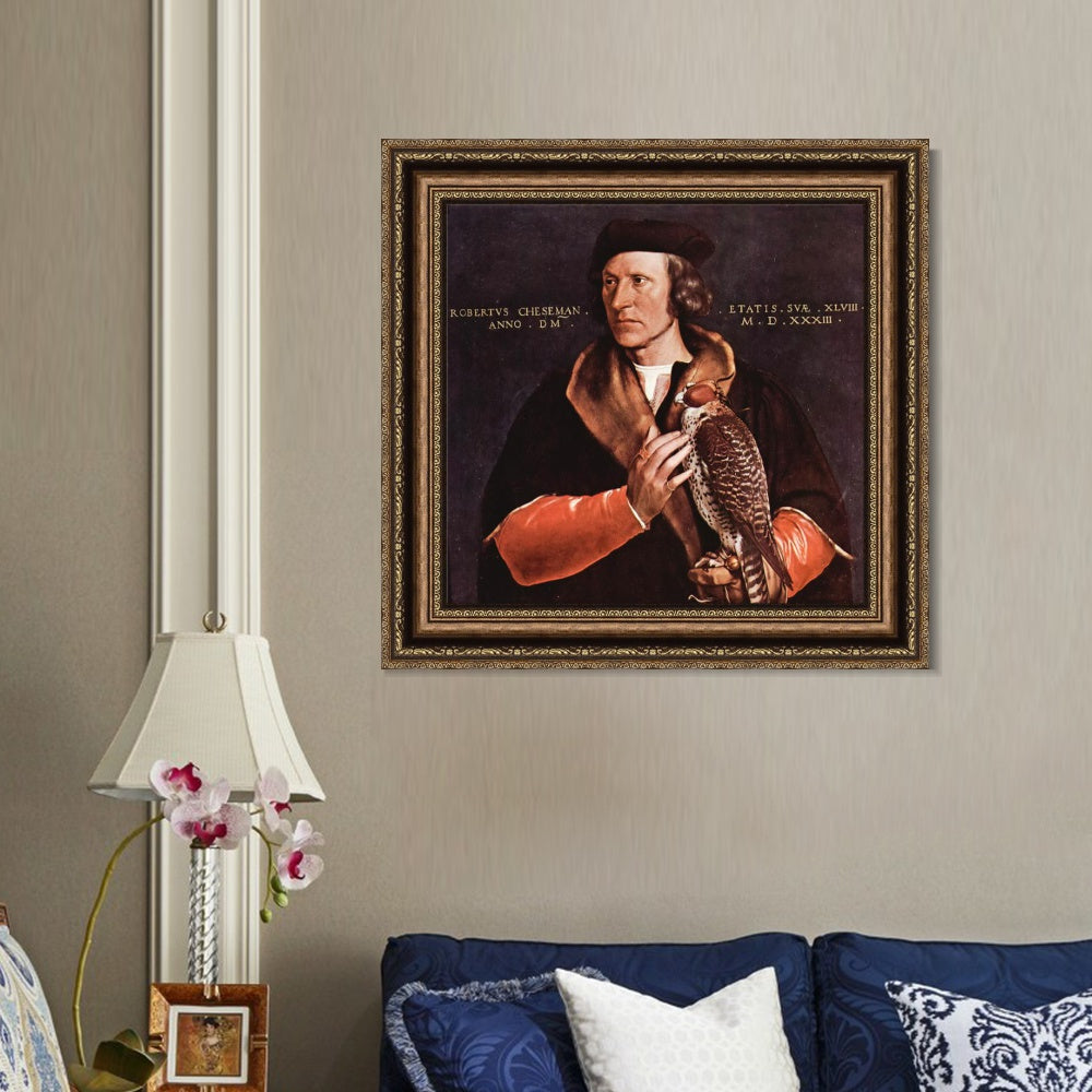 INVIN ART Framed Canvas Art Giclee Print Portrait of Robert Cheseman by Hans Holbein the Younger Wall Art
