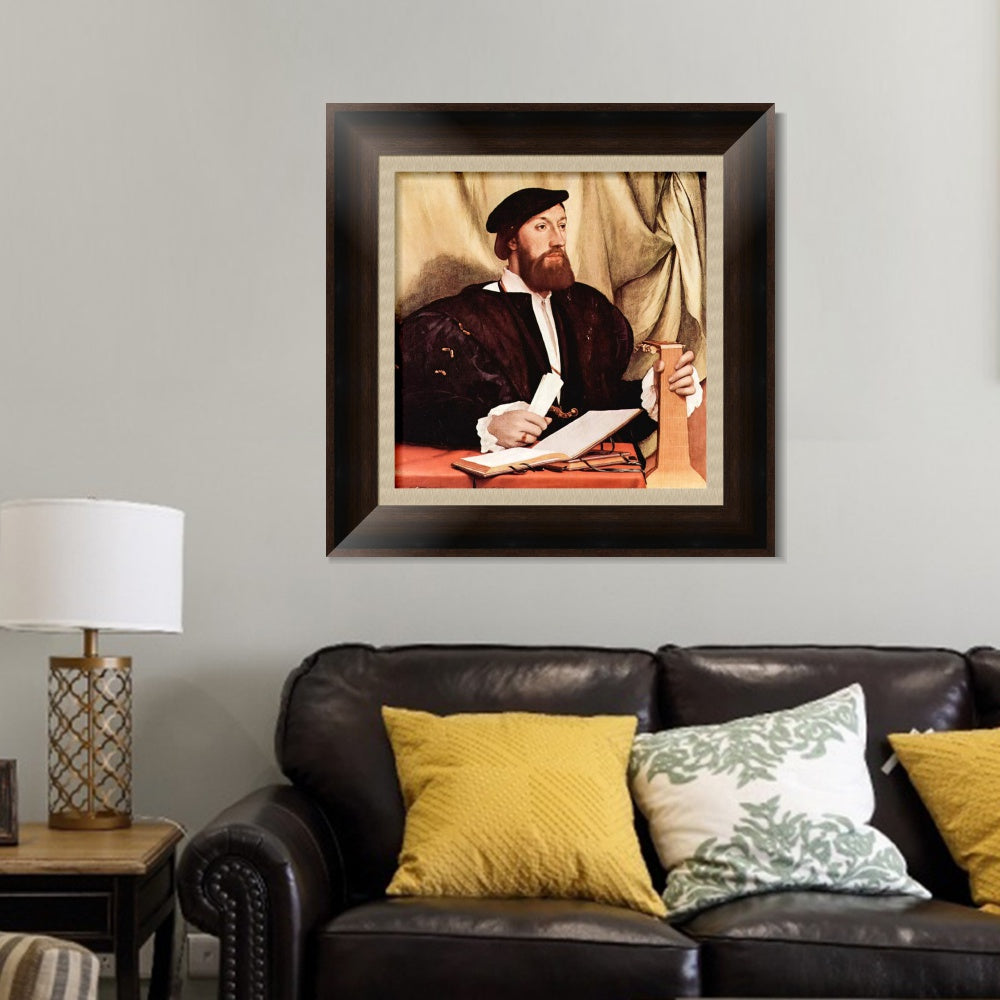 INVIN ART Framed Canvas Art Giclee Print Unknown Gentleman with Music Books and lute by Hans Holbein the Younger Wall Art