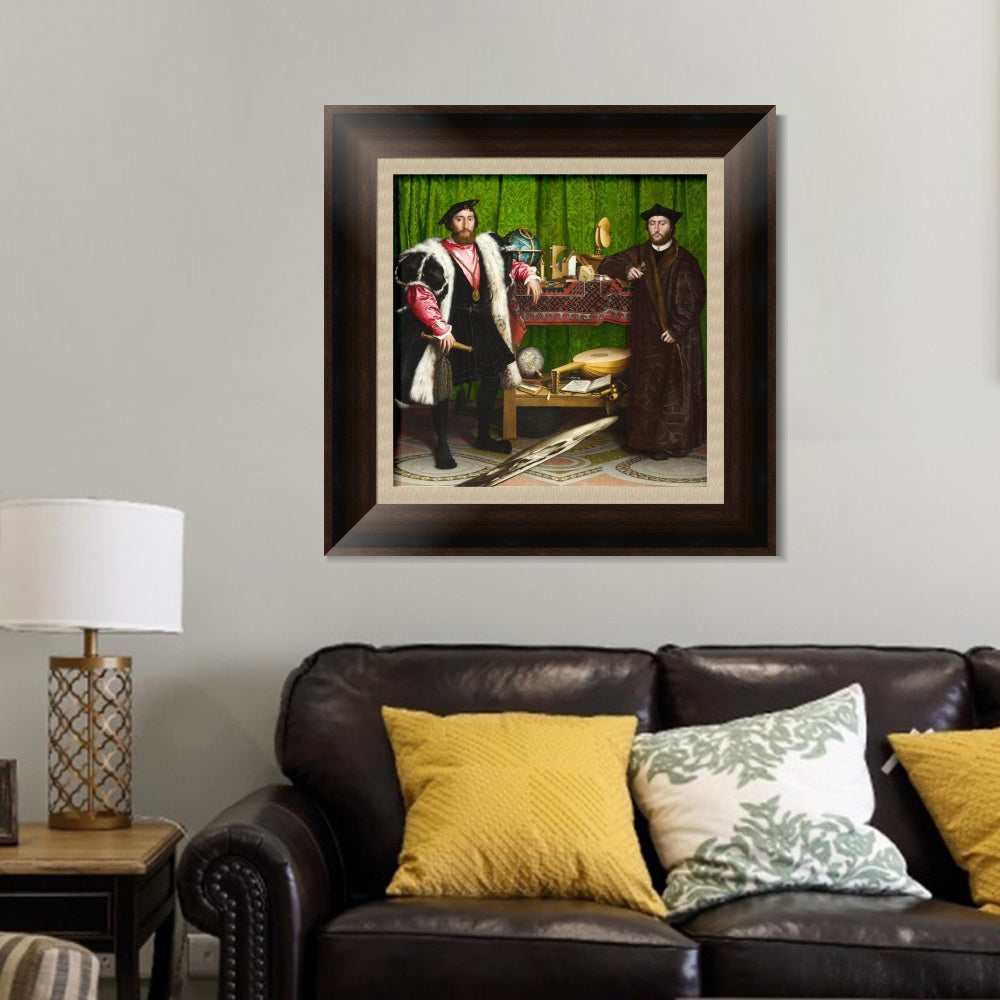 INVIN ART Framed Canvas Art Giclee Print The Ambassadors (1533) by Hans Holbein the Younger Wall Art