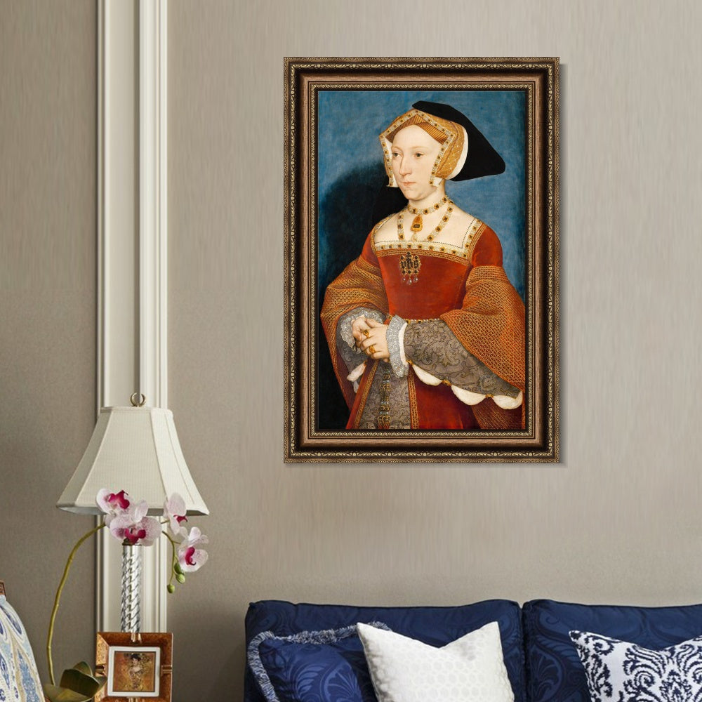 INVIN ART Framed Canvas Art Giclee Print Jane Seymour by Hans Holbein the Younger Wall Art
