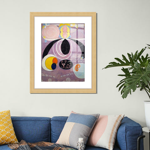 INVIN ART Framed Canvas Giclee Print Art Adulthood No 6 by Hilma Af Klint Wall Art Living Room Home Office Decorations