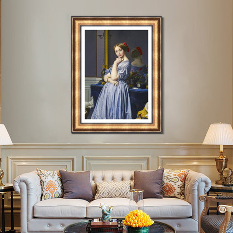 INVIN ART Framed Canvas Art Giclee Print Comtesse d'Haussonville by Jean Auguste Dominique Ingres Wall Art Living Room Home Office Decorations