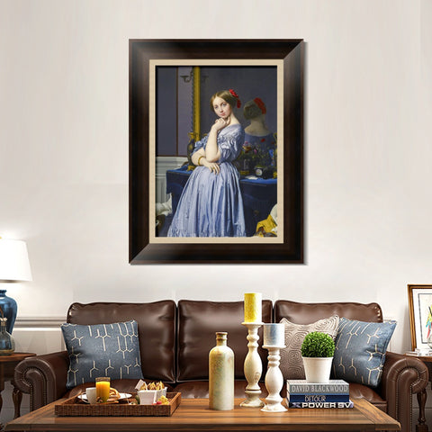 INVIN ART Framed Canvas Art Giclee Print Comtesse d'Haussonville by Jean Auguste Dominique Ingres Wall Art Living Room Home Office Decorations