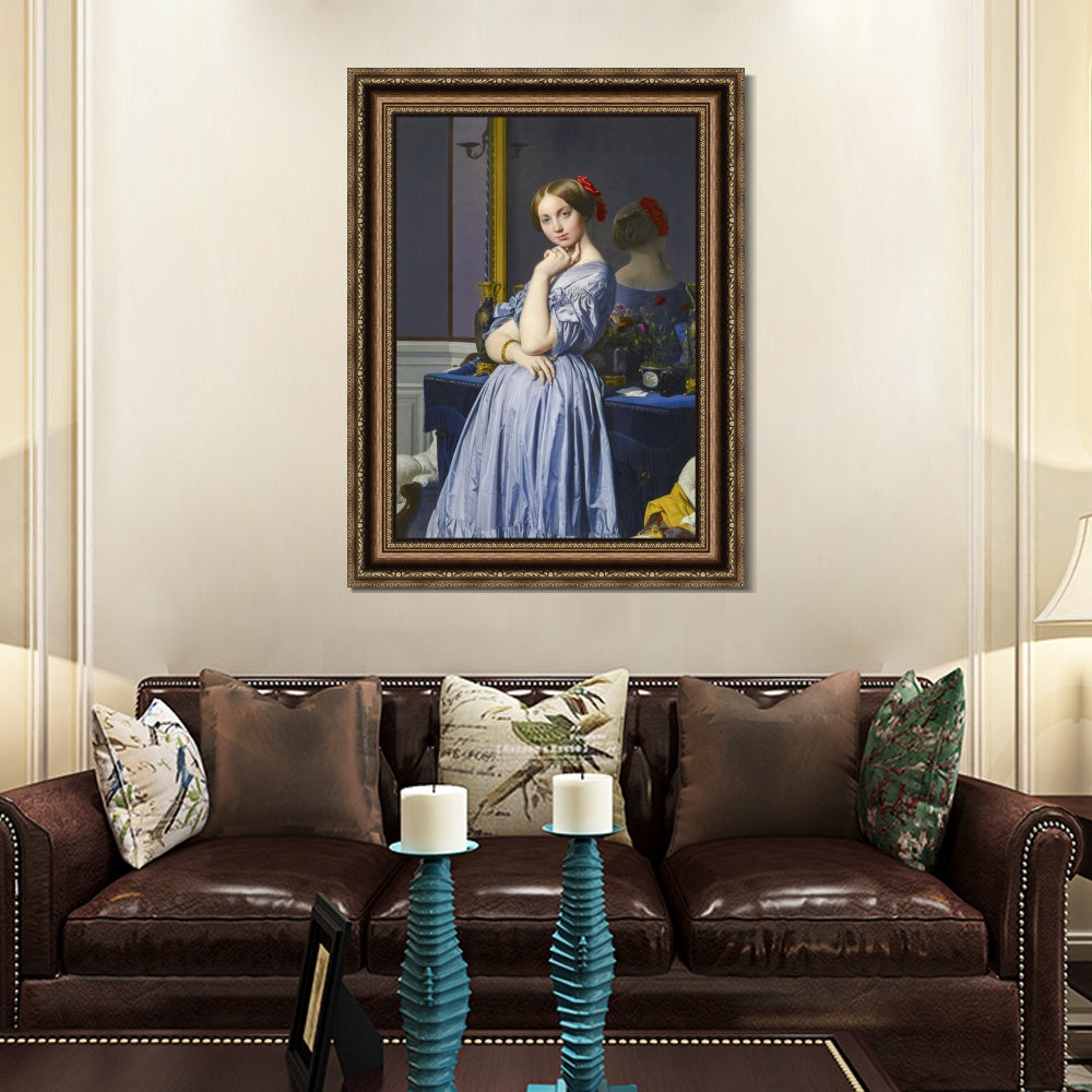 INVIN ART Framed Canvas Art Giclee Print Comtesse d'Haussonville by Jean Auguste Dominique Ingres Wall Art