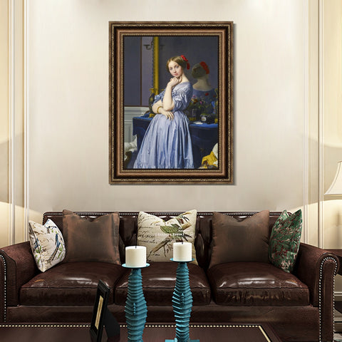 INVIN ART Framed Canvas Art Giclee Print Comtesse d'Haussonville by Jean Auguste Dominique Ingres Wall Art Living Room Home Office Decorations