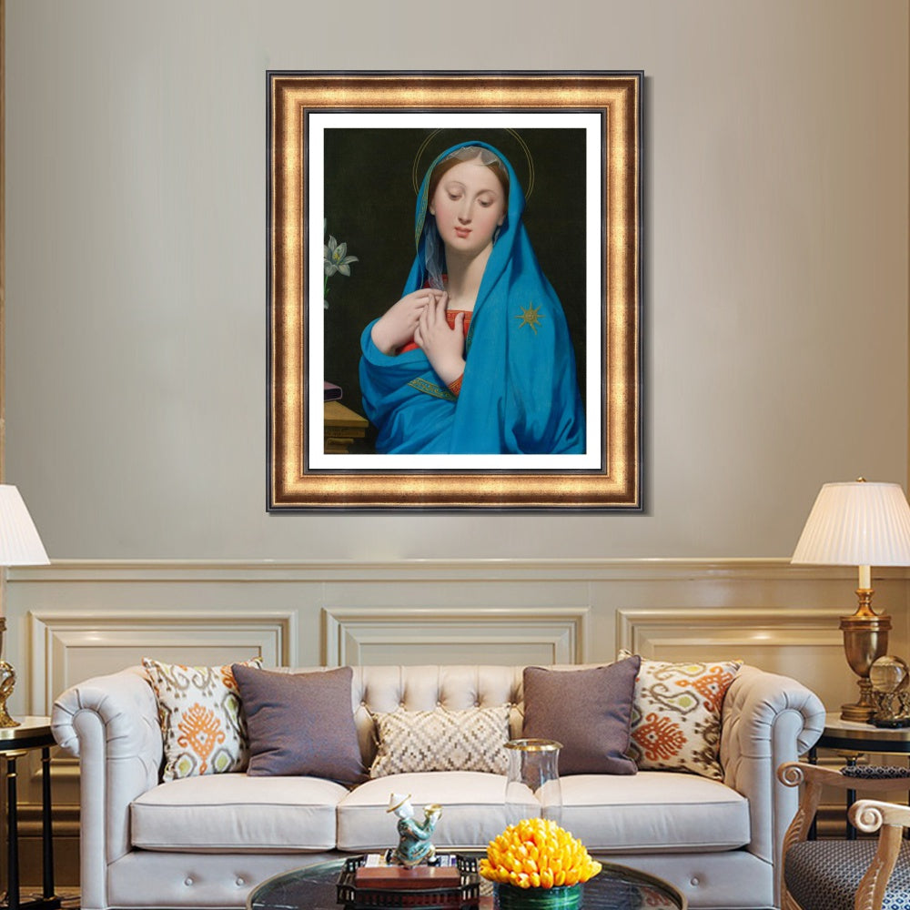 INVIN ART Framed Canvas Art Giclee Print Virgin of The Adoption by Jean Auguste Dominique Ingres Wall Art