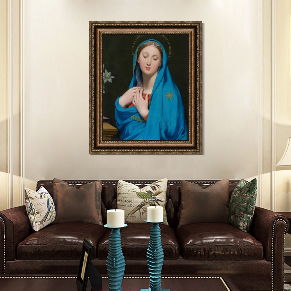 INVIN ART Framed Canvas Art Giclee Print Virgin of The Adoption by Jean Auguste Dominique Ingres Wall Art